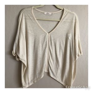 Elodie sheer split neck cropped knit top S